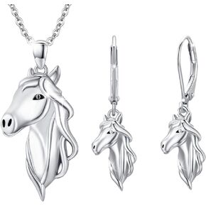 Horse Jewelry Set for Women 925 Sterling Silver Necklace and Earrings Set for Women Girls Mother Friends