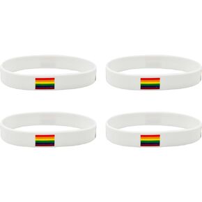 4 Pcs Rainbow Pride Flag Rubber Bracelets,Rainbow Flag Silicone Bracelet, Rubber Wristbands Patriotic Decorations Gift.