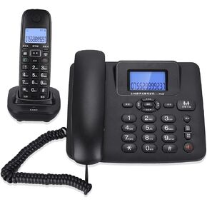 W128 2.4GHz Intelligent Digital Telephone Landline Support Call Forwarding, Three Way Real time Calls (US Plug 100 240V)(Black)