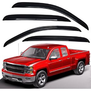 Lightronic WV94515 Rain Guards, Dark Smoke, 4-Pieces Set, Fits 2007-2013 Silverado/Sierra 1500, 2007-2014 Silverado & Sierra 2500HD/3500HD Crew Cab, 2007-2014 Yukon XL & Suburban, 2007-2013 Avalanche