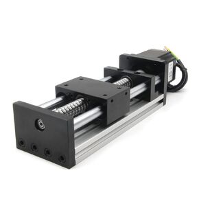 100mm Effective Stroke Length Linear Rail Guide Double Optical Axis Linear Slide Rail Ballscrew SFU1605 with Nema 23 Stepper Motor for CNC Router Machine(Size:100mm)