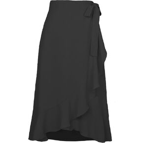 تنورة نسائية صيفية عالية الخصر ملفوفة مكشكشة وفتحة جانبية وحزام خصر قابل للتعديل in Kuwait