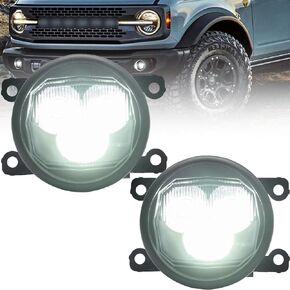 NJSBYL White LED Fog DRL Daytime Running Lights for 2023 2024+ Ford F250 F350 F450 F550 Super Duty, 2021 2022+ Ford Bronco Three-Eyed Style Front Bumper Driving Spot Foggy Lighting