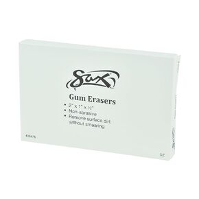 Sax Gum Art Erasers, 2 x 1 x 1/2 Inches, Brown, Pack of 12 - 438476
