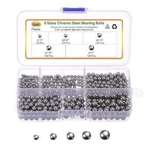 uxcell 600pcs G16 Precision Balls Assortment Kit 1/8" 5/32" 3/16" 7/32" 1/4" Chrome Steel Solid Bearing Balls