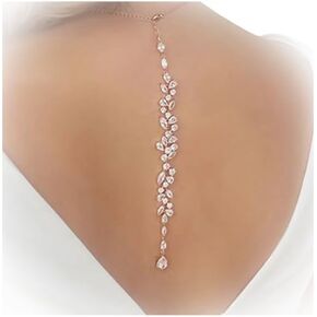 Bride Backless Rhinestone Waterdrop Body Chain Belly Waist Necklace