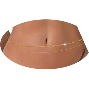 Layered 18K Gold Plated Beaded Waist Chain Belly Chain Silver Body Chains Shiny Beach Jewelry Accessories for Women