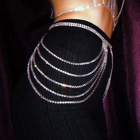 Sparkly Rhinestones Beads 5 Layer Waist Chain Silver Belly Belt for Women Girls Party Bling Jewelry