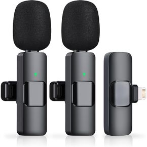 Professional Wireless Lavalier Microphone for iPhone iPad, 2 Pack Noise Canceling Wireless Microphones, Professional Mics for Video Recording, Game Live Streaming, Interviews, YouTube, TikTok, Vlog in Saudi Arabia