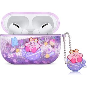 Cute AirPod Pro 2nd 1st Case for Women,Kawaii Japan Cartoon Anime Design Clear Glitter Liquid Quciksand Hard Shell Protective Case for Apple AirPods Pro 2nd/1st Generation Case