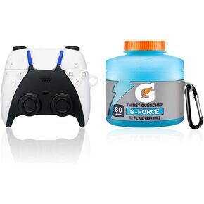 2Pack Silicone Case for Airpods 3 3rd Generation Cute 3D Funny Character Cover for Air pod 3 Case Fashion Designer Skin Cartoon Airpods 3 (2021) Case for Boys Girls Kids (Sport Water+Game Controller)