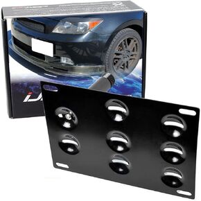 iJDMTOY No Drill Front Bumper Tow Hook License Plate Mounting Bracket Adapter Kit Compatible with 2005-2010 1st Gen Scion tC (ANT10)