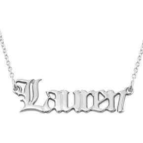 MYKA - Retro Personalized Old English Font Name Necklace In 925 Sterling Silver, 18K Gold & Rose Gold Plated - Custom Jewelry Nameplate - Dainty Christmas, Mother's Day, Xmas, Birthday Jewelry Gift For Mom, Mother, Her, Women