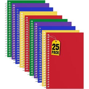 1InTheOffice Wirebound Spiral Memo Books, Memo Pads, 4" x 6", College Ruled, Small Notepad 4x6, Assorted, 50Sheets/Pad, 25 pack