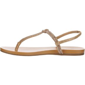 XAPPEAL Kali - Women's Open Toe Rhinestone T-Strap Slingback Flat Sandals