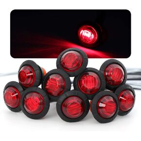 MADCATZ Amber 3/4" Small Round Clearance Side Marker Indicator Lights Bright 3-2835 LED for Truck Trailer Bus Pickup Boat w/Grommets Waterproof 12V DC