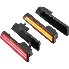 LED Side Marker Light 68043394AA Front Rear Turn Signal Lights Fender Sidemarker Lamps for Dodge Challenger Black Lens Amber Red LED Light 2 Pair