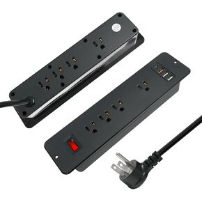 8 Outlets Double Side Recessed Power Strip with USB C PD 20W, Flush Mount Fast Charge Desktop Power Extender Built in Under Desk Multiple Power Outlets Flat Plug for Furniture Table Cabinet Drawer
