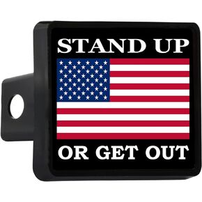 Rogue River Tactical USA American Flag Trailer Hitch Cover Plug US Patriotic Stand Up Or Get Out