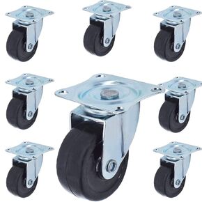 24-Pack 2 No-Skid Swivel Caster Wheels Rubber Base with Top Plate & Bearing (Without Brake)