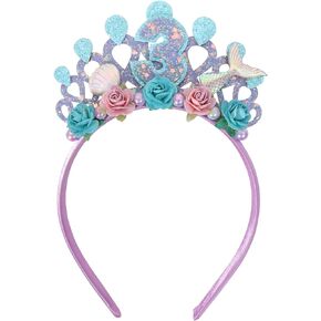 Mermaids 1st Birthday Hairband for Babys - Purple Flower Birthday Hairband for First Party Decors,Baby Girl Purple Headband