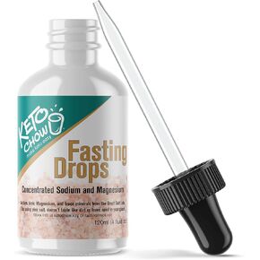 Keto Chow Fasting Drops | Sodium and Ionic Magnesium Fasting Supplement | Intermittent Fasting Mineral Supplements | Electrolyte Replenisher | On The Go Container | (250ml/8.3 fl oz. Refill) in Saudi Arabia