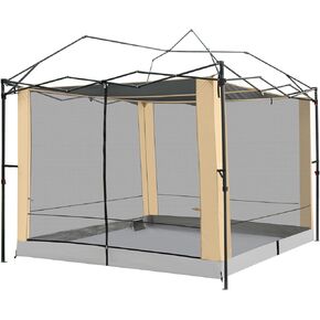 KAMPKEEPER Inner Tent,Camping Cube for Pop Up Canopy Tent, Converts 10'x10' Straight Leg Canopy into Camping Inner Tent–Fully Vented Roof(Canopy & Frame NOT Included) (Grey)