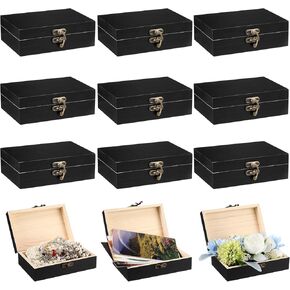 Uiifan 6 Pack Bulk Wooden Box 6 x 4 x 2 Small Unfinished Wooden Boxes with Hinged Lids Small Treasure Chest for Crafts Art Hobbies Storage Jewelry Box DIY Gift (Wood Color)