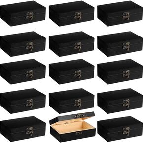 Uiifan 6 Pack Bulk Wooden Box 6 x 4 x 2 Small Unfinished Wooden Boxes with Hinged Lids Small Treasure Chest for Crafts Art Hobbies Storage Jewelry Box DIY Gift (Wood Color)