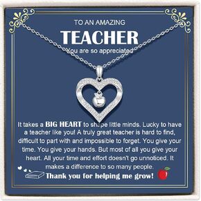 CERSLIMO Teacher Gifts for Women Necklace, Thank You Teacher Gifts - Graduation Teacher Appreciation 2024 End of Year Back to School Retirement Gifts for Teacher from Students