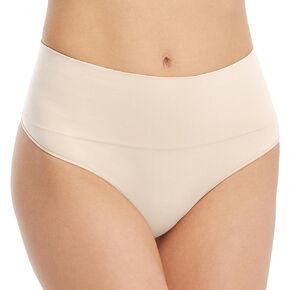SPANX Everyday Shaping Thong - Core Control Shapewear Underwear - Invisible Under Clothes - Seamless Design - No Visible Panty Lines - No Show Underwear for Women - Soft Nude - X-Small