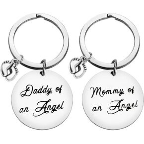 Loss of Baby Memorial Gifts Daddy of an Angel Mommy of an Angel Keychain Set Baby Memorial Keychain Pregnancy Miscarriage Loss Memorial Gifts for Mother Father Sympathy Gift for Infant Child Loss