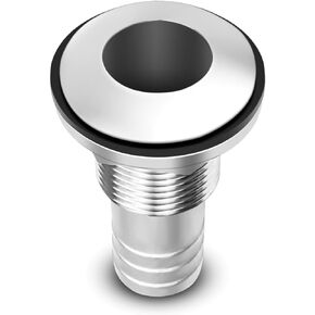 Barbed Short Straight Thru-Hull Fitting with Nut & Custom Gasket for Boat RSV Yacht, Marine Stainless Steel 316 Through Hull Connecter Hose Skin Fitting Drain