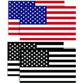 (4 Pack) American Flag, (2) Red White and Blue 6x4 and (2) Black and White 6x4 Heavy Duty Magnetic Vinyl for Car Truck SUV
