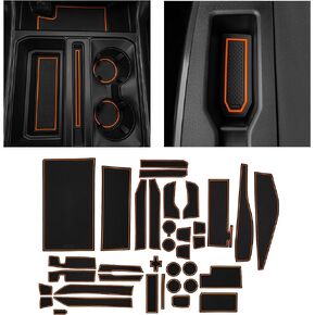CupHolderHero fits Ford F150 Accessories 2021-2023 Premium Custom Interior Non-Slip Anti Dust Cup Holder Inserts, Center Console Mats, Door Pocket Liners 34pc Set (Bucket SuperCab) (Blue Trim)