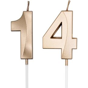 Silver 14th & 41st Birthday Candles for Cakes, Number 14 41 Candle Cake Cupcake Topper for Birthday Anniversary Party Decoration