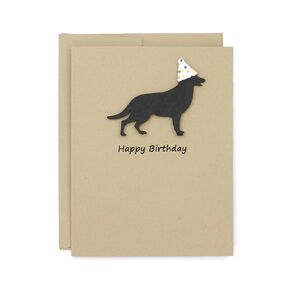 Black German Shepherd Birthday Card | Black GSD Dog theme Pet Greeting cards | Confetti Party Hat