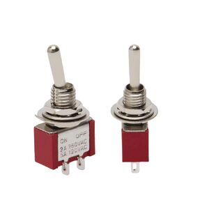 Fielect 2Pcs 120V/5A 250V/2A ON/Off 2 Position 2 Terminals Latching Mini Toggle Switch Red