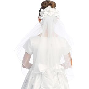 Pink Princess Holy Catholic First Communion Veil for Girls 7-16 w/Cross - 1st Velos para Niñas de Primera Comunion