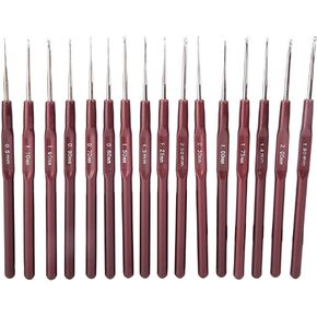 Crochet Hook Set,Stainless Steel Crochet Needle,Small Extra Fine Lace Crochet Needle, Plastic Handle Sweater Fine Crochet Stainless Steel Knitting Needle DIY Sewing Tool