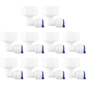 uxcell 1/2 Inch BSP Female to 1/4 Inch OD Elbow Quick Connect Water Purifiers Tube Fittings Push in to Connector Filter RO Tubing Connector for RO Reverse Osmosis System 10pcs