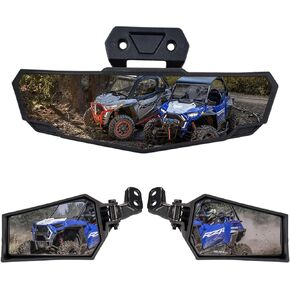 Side View Mirrors & Center Rearview Mirror for 2021-2023 Polaris RZR Trail, A & UTV PRO Adjustable Folding Rear View Mirror Kit for Polaris RZR Trail/S/S 900 / S 1000, 3Pcs