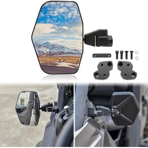 SAUTVS Wider Ajustable Aluminum Shell Side Mirror for Can Am Defender, Convex Rear View Side Mirror for Can-Am Defender HD5 HD7 HD8 HD9 HD10 MAX 2016-2024 (1PC, Fit Driver or Passenger Side)