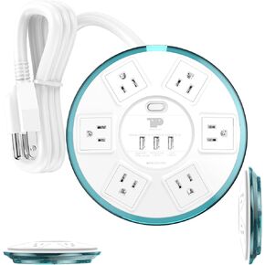 Surge Protector Power Strip,Smart Design Extension Cord,4 Feet Flat Extension with 6 Outlet+3 USB Quick Charging Power Strips with Surge Protector EMI-/RFI-Filter for Home Office,UL Listed