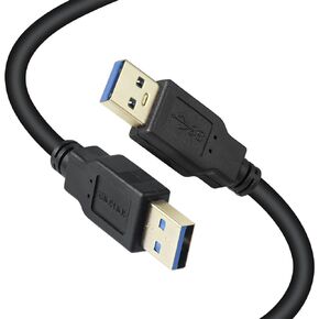 USB 3.0 Male to Male Cable 10 ft USB to USB Cable Type A Male to A Male Cord 5 Gbps Double USB a to USB a Cable Compatible with Hard Drive Cooling Fan/pad DVD Player and More(Black, 10FT)