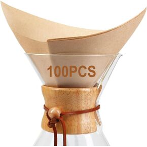 BYKITCHEN Pour Over Coffee Filter, Set of 100, Natural Unbleached Square Disposable Coffee Filter Papers for Pour Over Coffee Maker Drippers and More UNFOLDED(3-10 Cups)