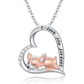 Corgi Necklace 925 Sterling Silver Corgi Dog Pendant Corgi Jewelry Gifts for Corgi Lovers Women Girls Daughter