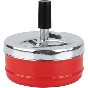 Round Push Down Cigarette Ashtray with Tray Holder for Smokers Desktop Smoking Tray for Home office Decoration(red S)