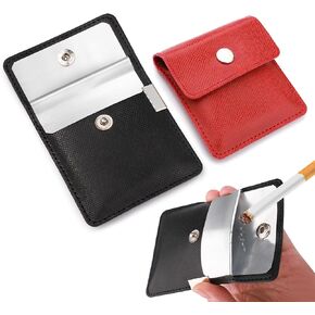 Leather Ashtray Pocket Pouch, Ashtrays for Cigarettes Pocket Ashtray Pouch, Pocket Ashtray Pouch Fireproof PVC, Reusable Portable Ashtray, for Travel Use or Beach, Red, Black (2pcs)