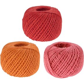 JubileeYarn Crafty Jute Twine String Jute for Artwork, DIY Crafts, and Gift Wrapping - 675 feet (205 meters), 2 millimeters Thick - Three Balls in Shades of Red
